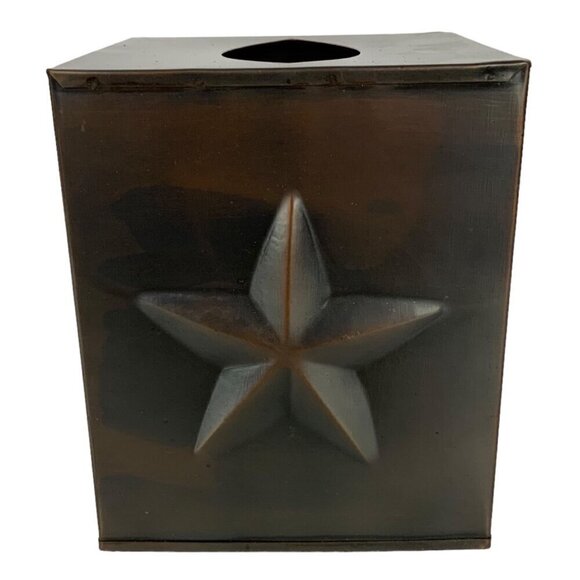 Rustic Metal Tissue Box Holder Brown Texas Star Design By CTW Home Collection - Picture 3 of 7
